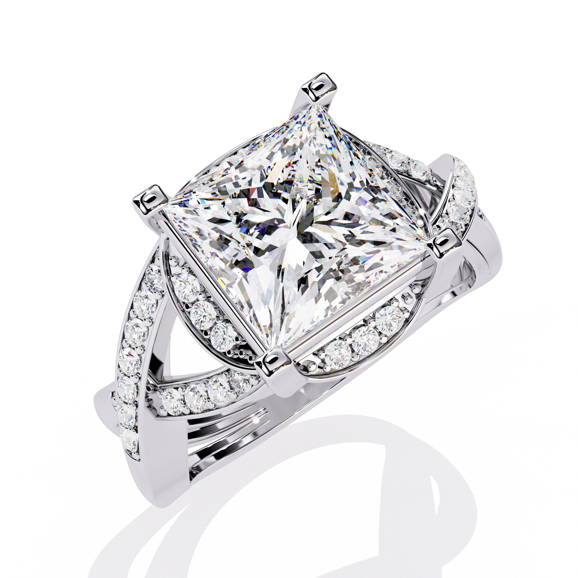 3.47 CT Halo Lab Grown Diamond Ring – 14K Yellow Gold